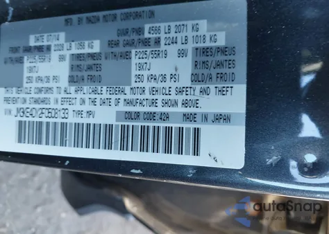 2015 Mazda Cx-5 Grand Touring z USA, uszkodzony, nr VIN JM3KE4DY2F0508133